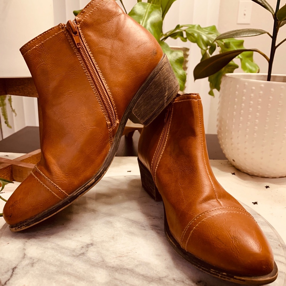 Cognac Ankle Booties Size 7.5